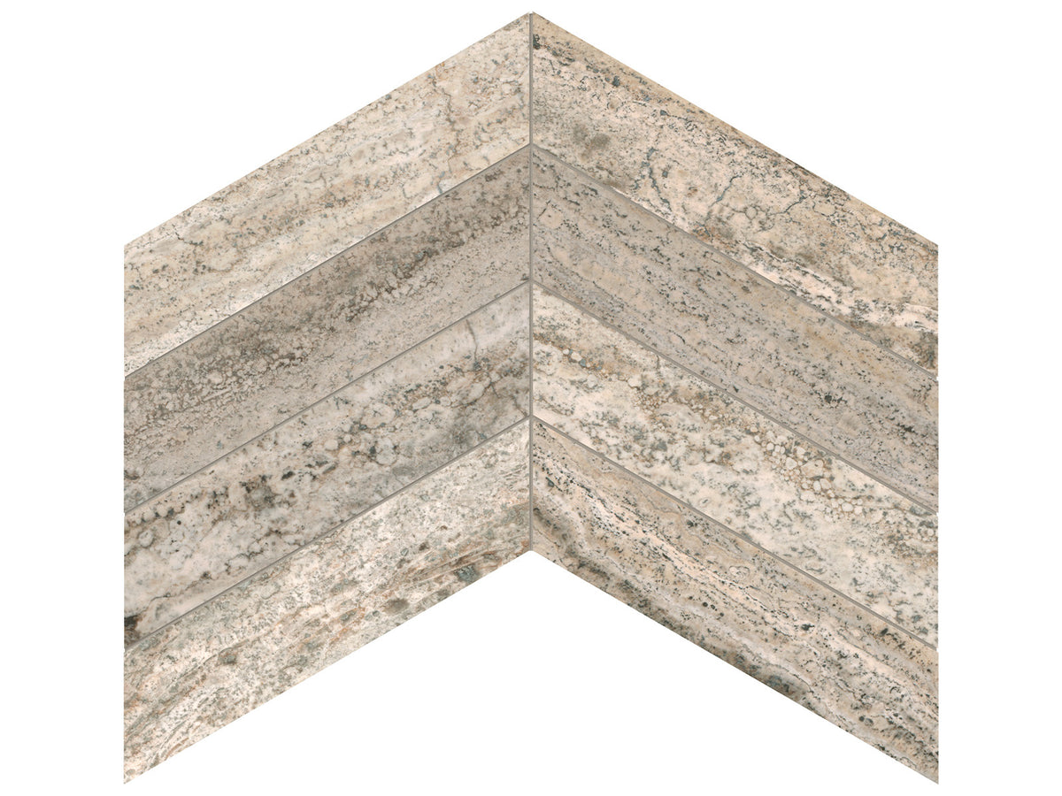 Silver Ash mosaik chevron 5,3 x 21,3 cm